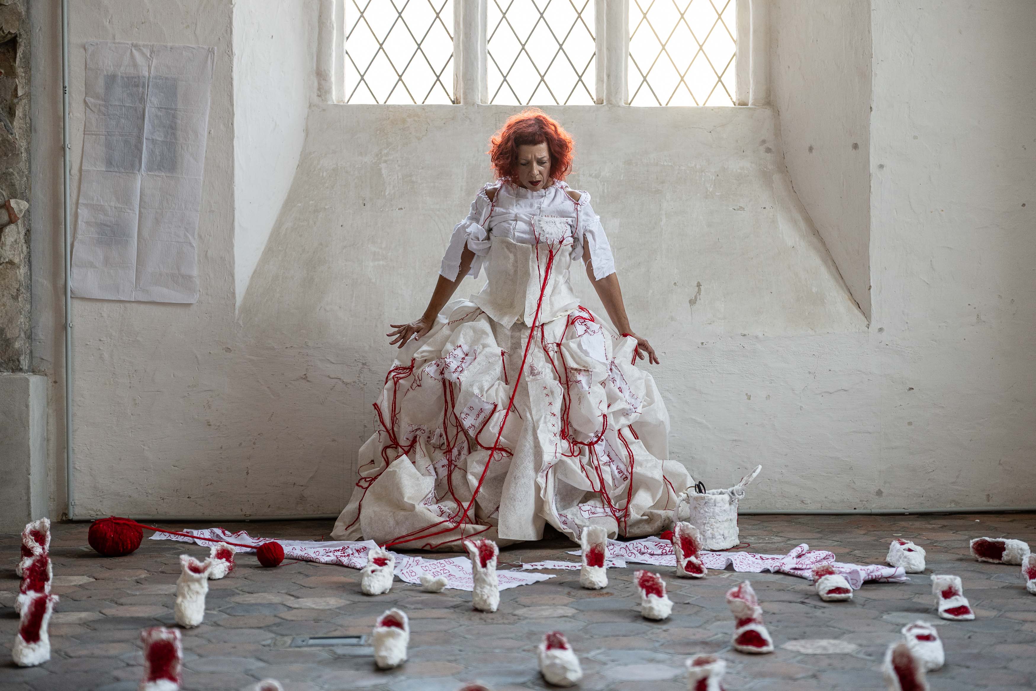 cover Installation and Performance dedicated to femicides at St.Marienkirche