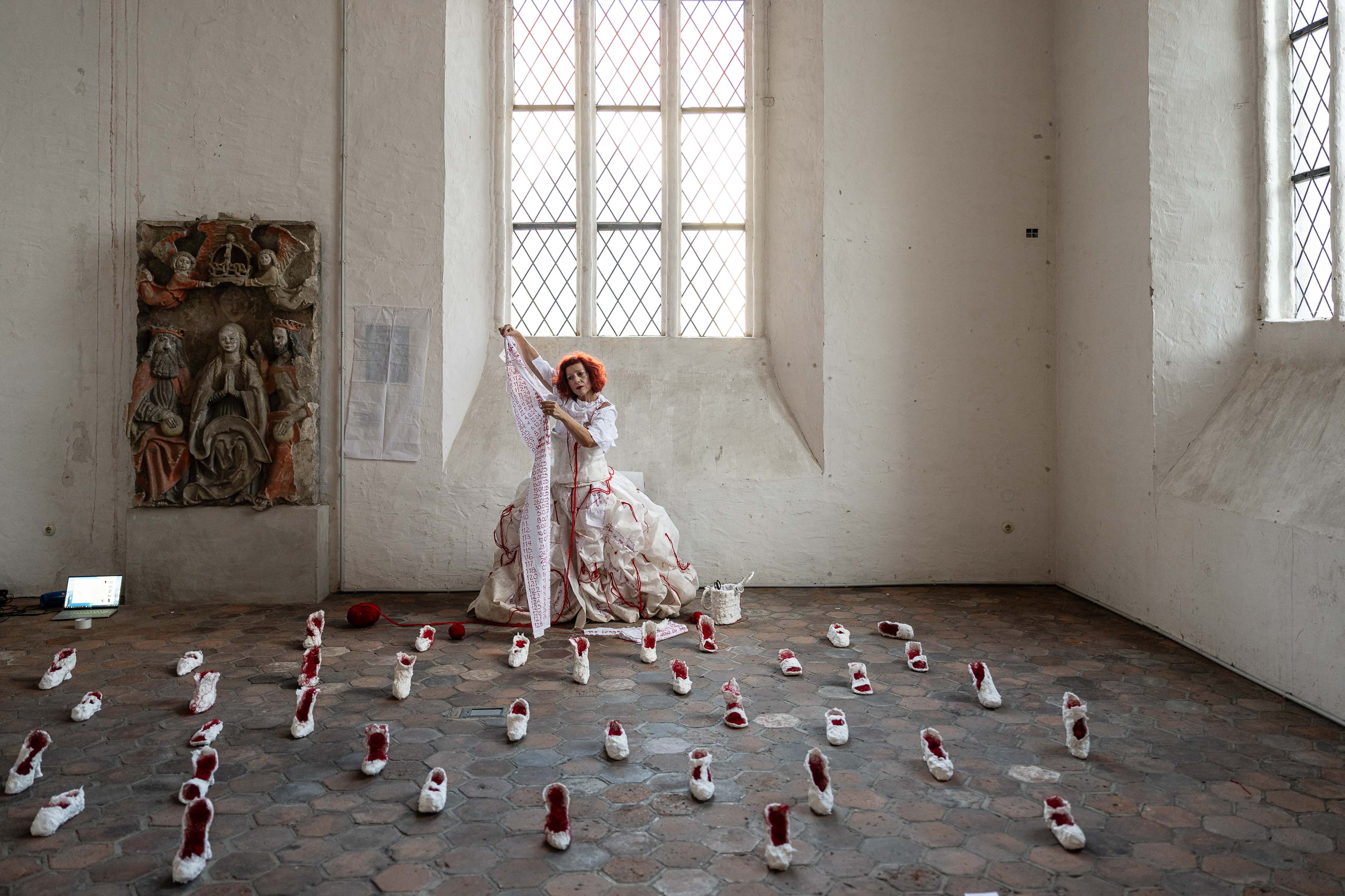 cover Installation and Performance dedicated to femicides at St.Marienkirche